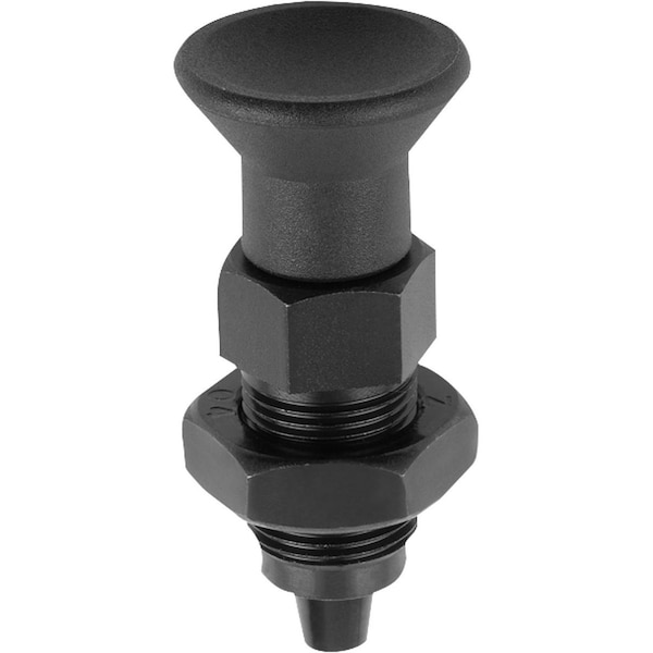 Indexing Plunger, Premium, Tapered Pin Size:1 D1=M10X1, D=5, Form:B Wo. Groove W Locknut, Steel